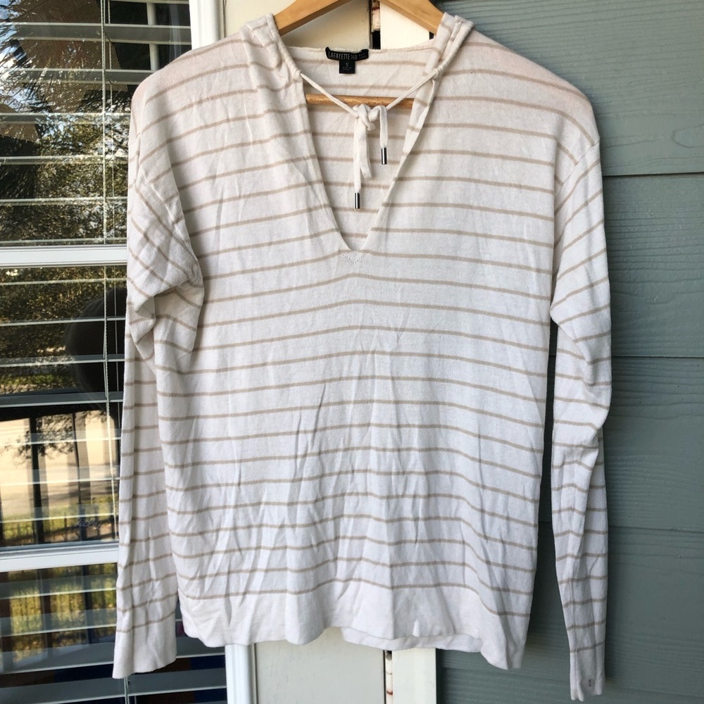 Lafayette 148 Sweater Hooded Striped Small